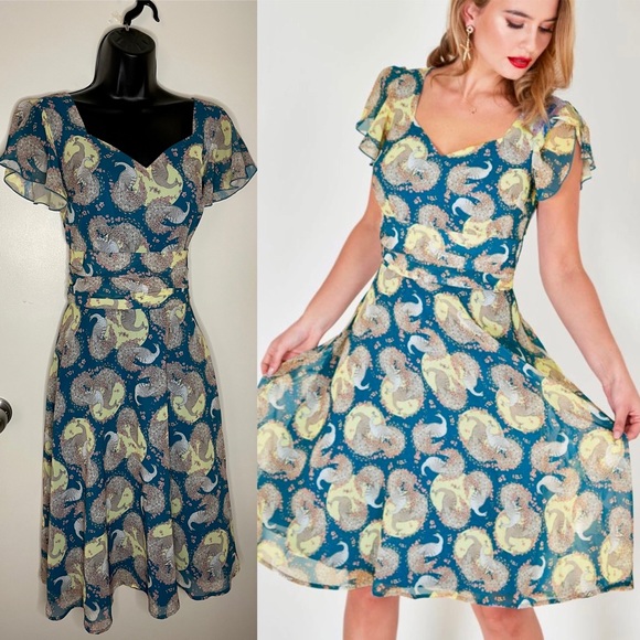 New with tags voodoo vixen teal peacock dress - Picture 1 of 16